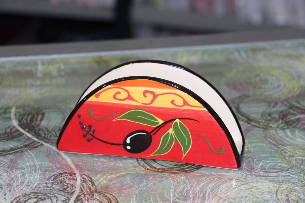 Porta-Guardanapos em Cerâmica com Motivo Mediterrânico