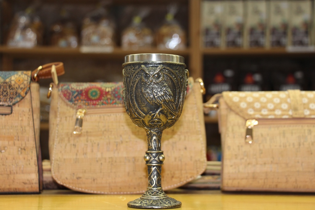Cálice Decorativo Místico – Coruja e Pentagrama