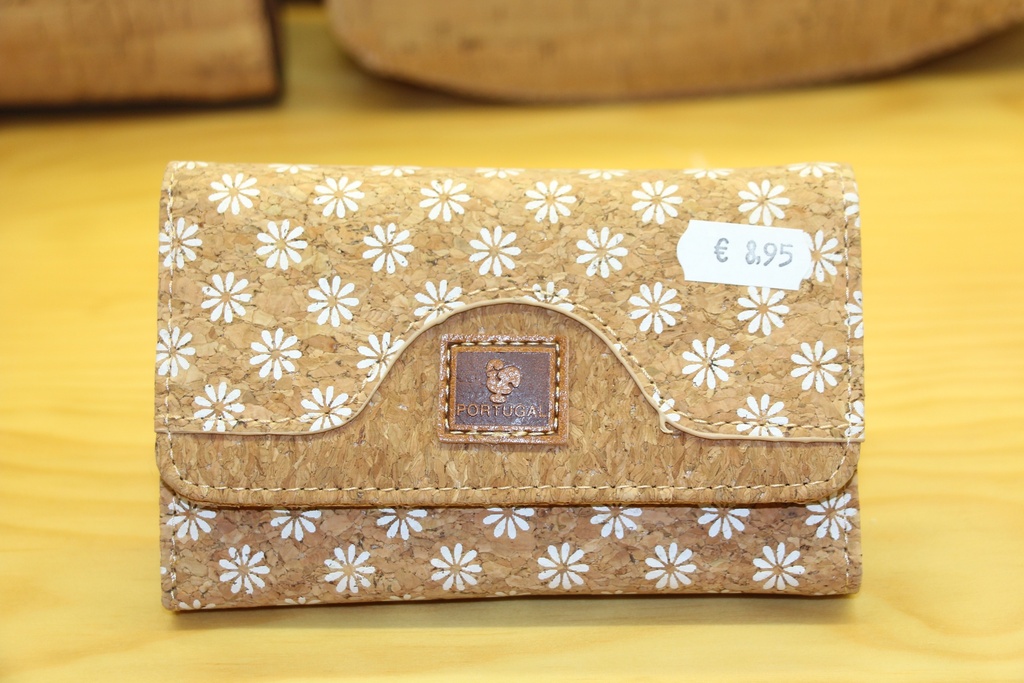 Carteira em Cortiça Floral – Padrão Margaridas e Portugal