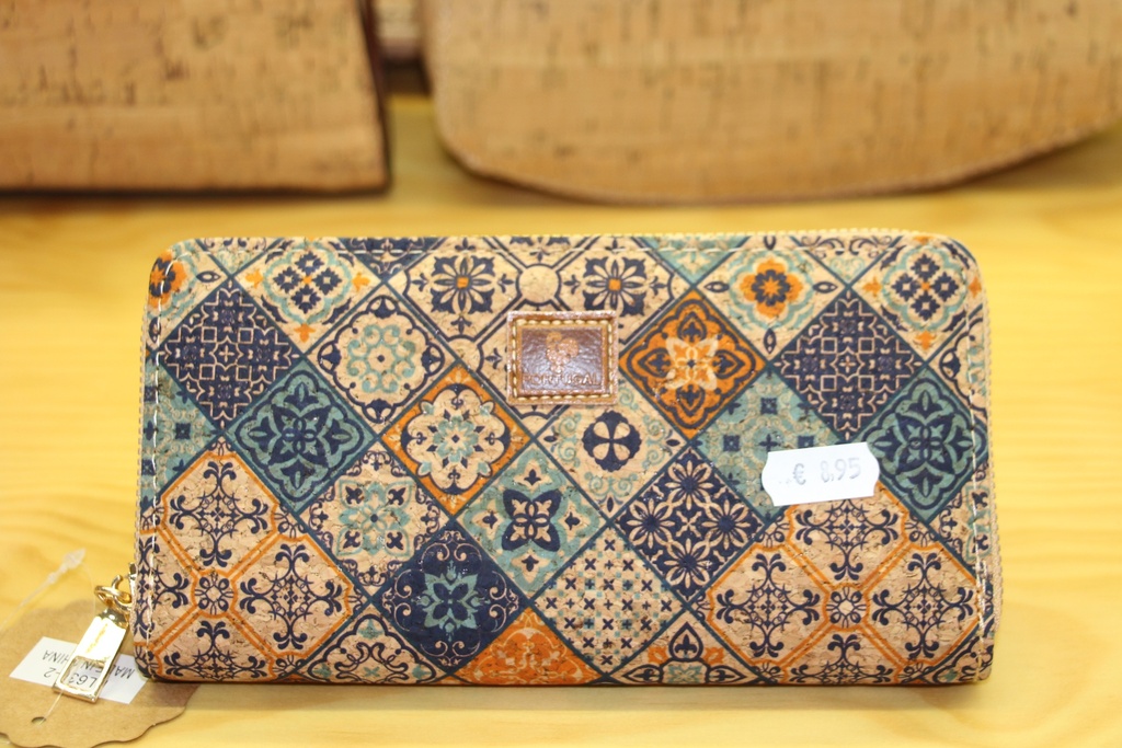 Carteira Grande em Cortiça – Padrão Azulejo e Mosaico Étnico