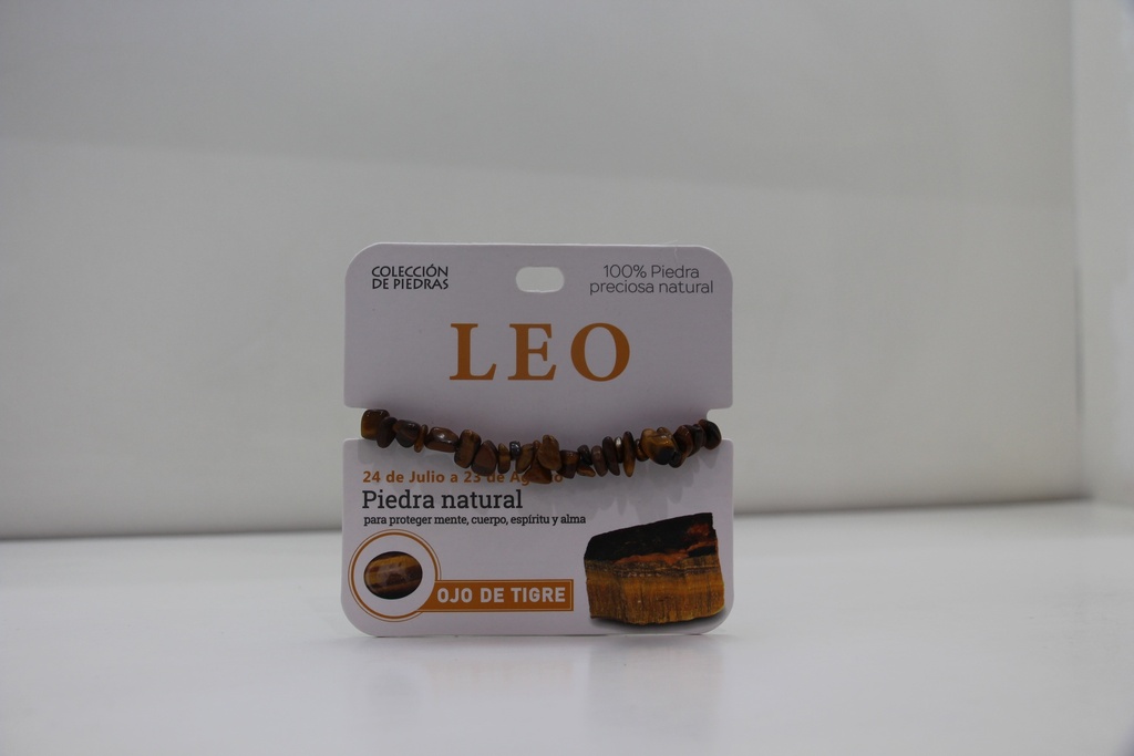 Pulseira de Zodíaco "Colección de Piedras" – Signo Leão (Olho de Tigre)