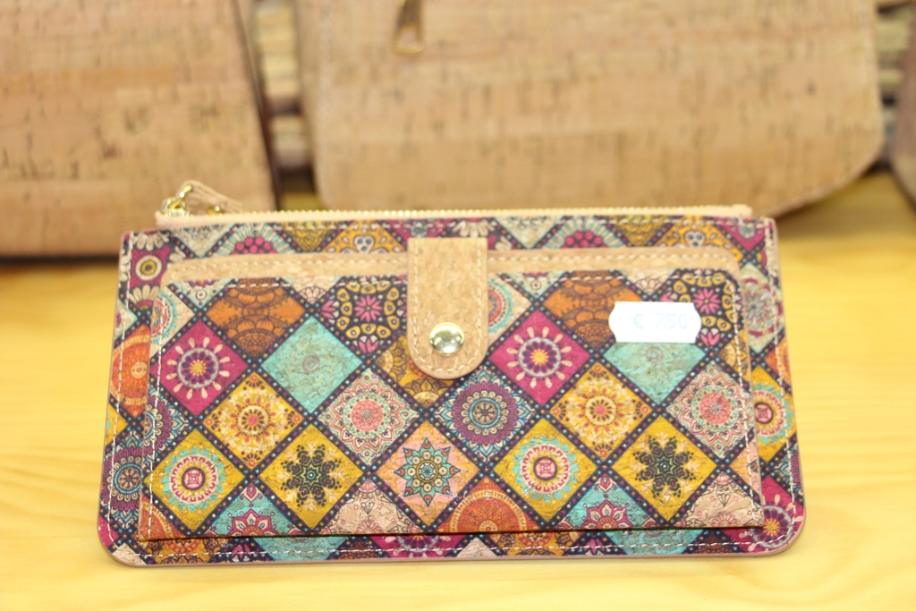 Bolsa de Mão e Carteira em Cortiça – Padrão Mandalas Étnicas