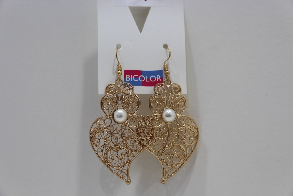 Brincos Coração de Viana em Filigrana com Pérola Central