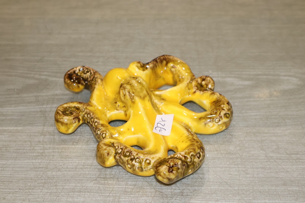 Polvo Decorativo em Cerâmica Vidrada - Amarelo e Bronze