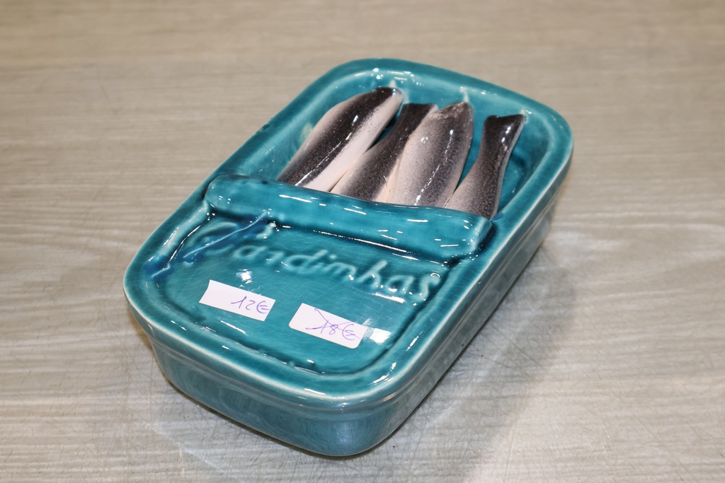 Lata de sardinhas em cerâmica - "Coleção Portuguesa" Azul Petróleo