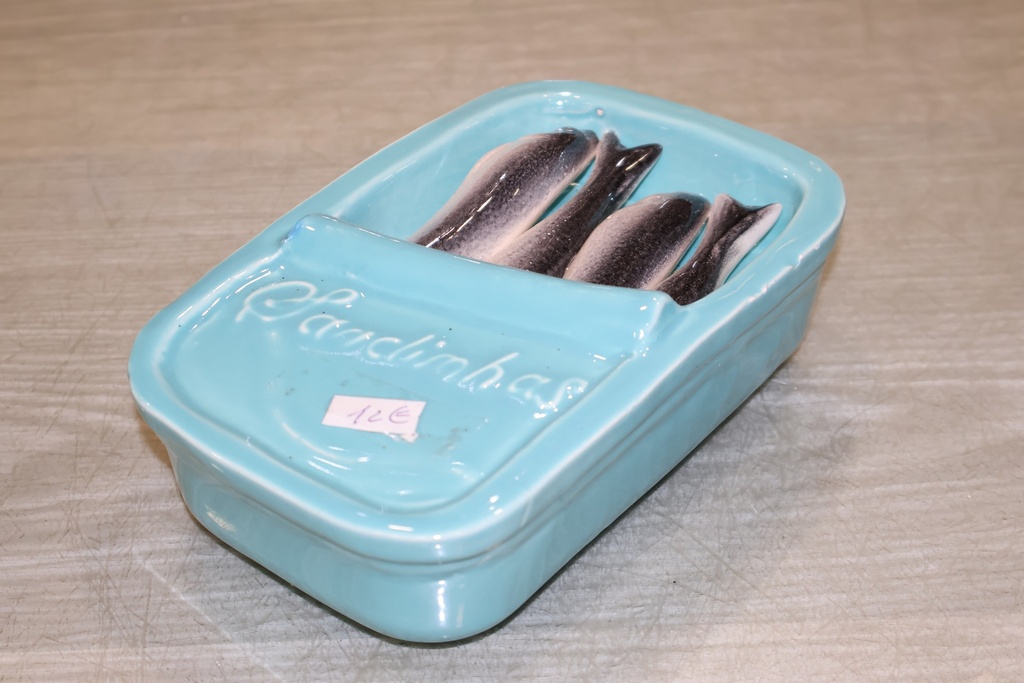 Lata de sardinhas em cerâmica -  "Tradição Portuguesa" Azul Água