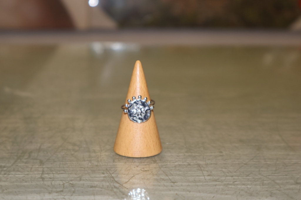 Anel de Medalha "Sol Radiante" em Prata Envelhecida