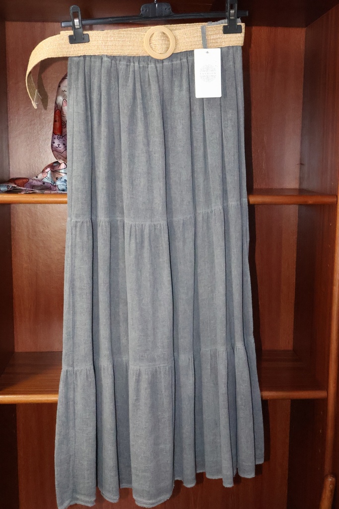 Saia Maxi Breeze –  Cinza Denim
