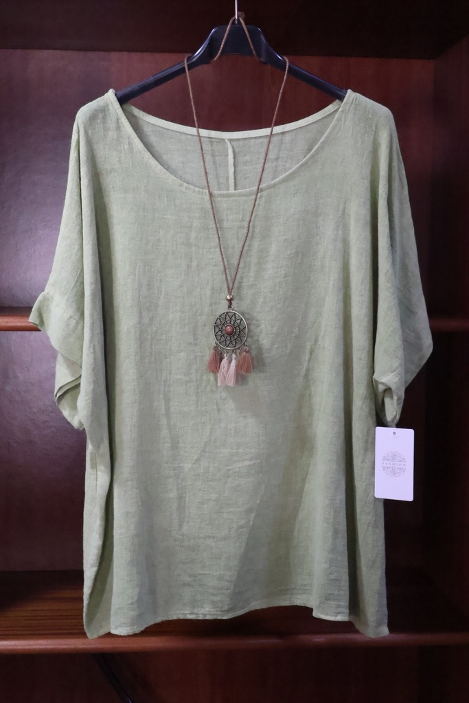 Blusa Oversize em Algodão Natural – Verde Água