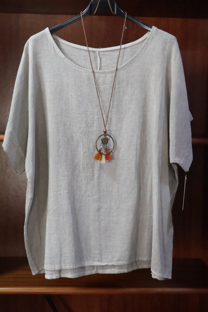 Blusa Oversize em Algodão Natural – Bege Areia