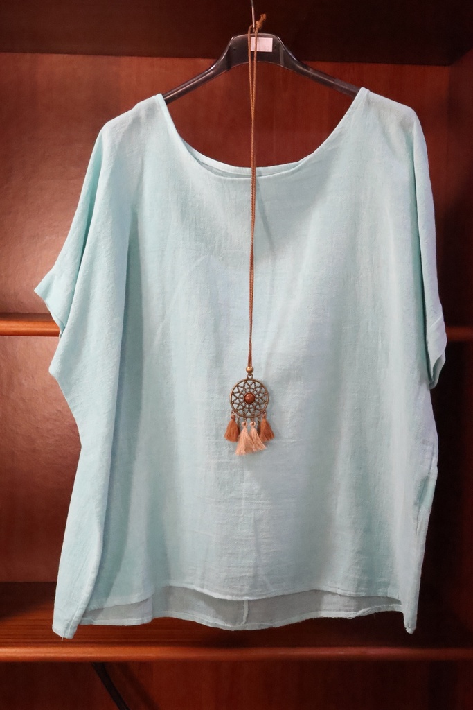 Blusa Oversize em Algodão Natural – Azul Glaciar