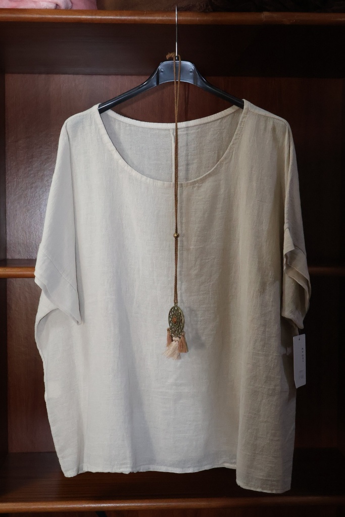 Blusa Oversize em Algodão Natural – Marfim