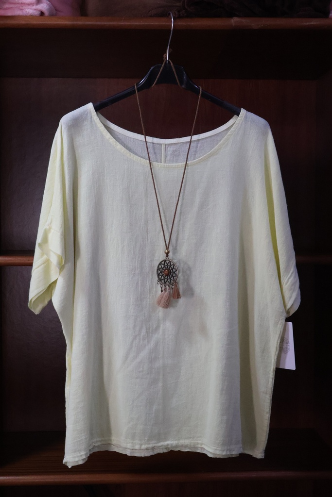 Blusa Oversize em Algodão Natural – Amarelo Pastel