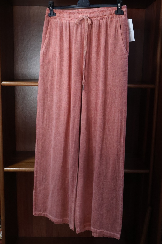 Calças Wide Leg em Algodão Natural – Terracota Rosado