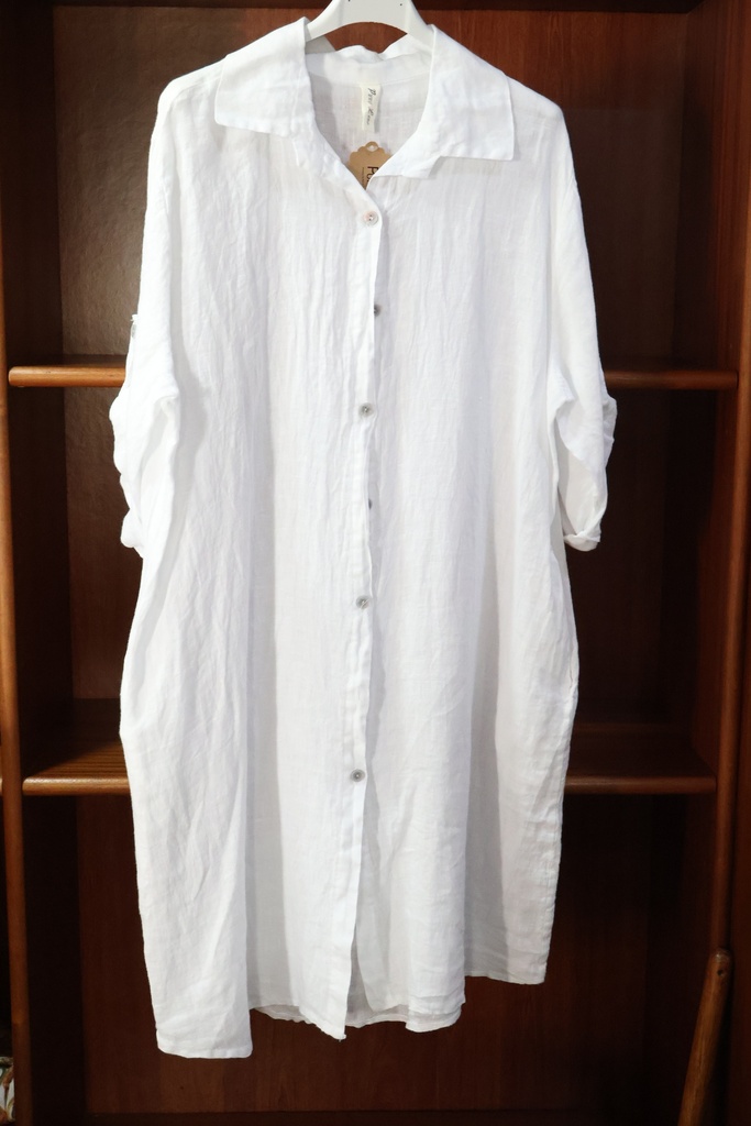 Túnica Oversize em Linho Lavado – Branco Óptico