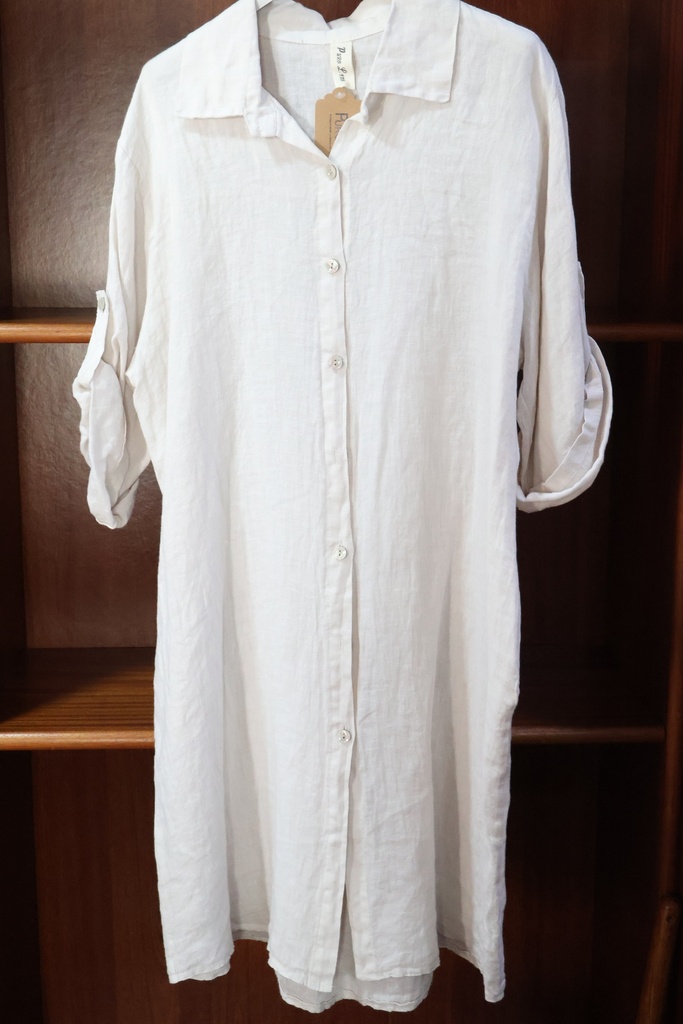 Túnica Oversize em Linho Lavado – Bege Areia