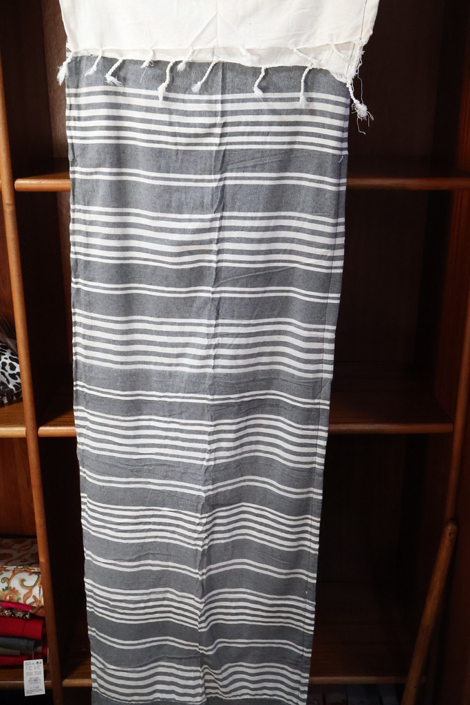 Toalha com Riscas Cinza e Branco