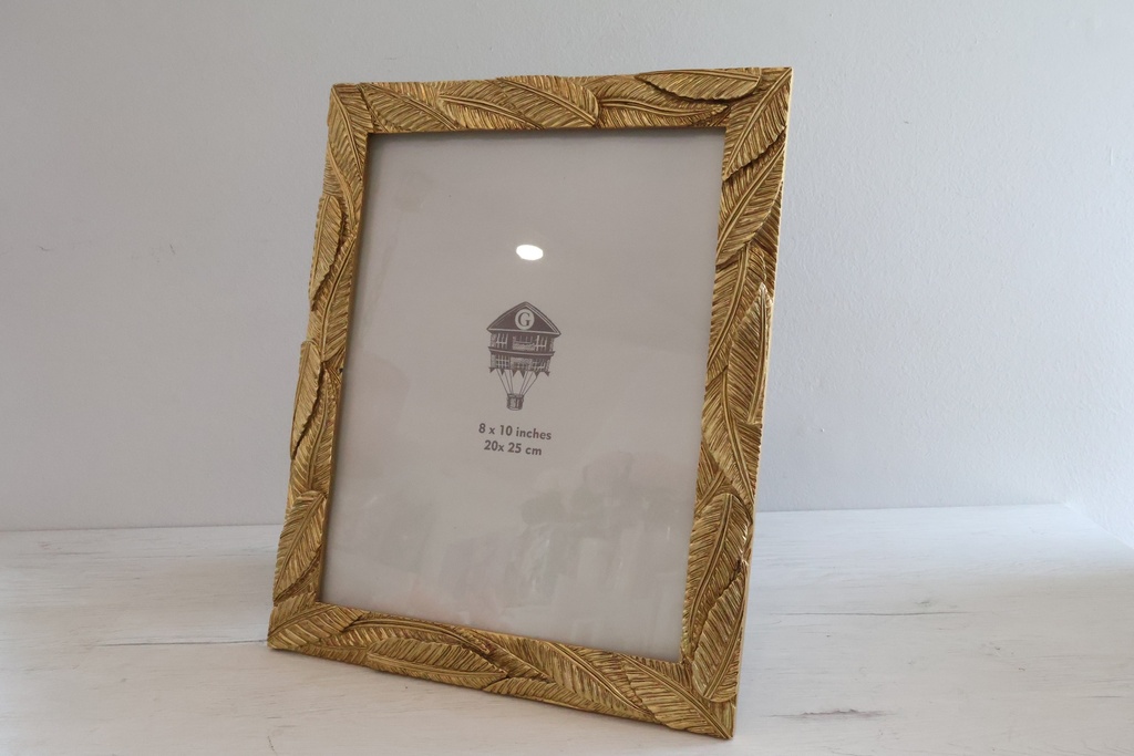 Moldura de Mesa com Folhas Douradas 20x25cm