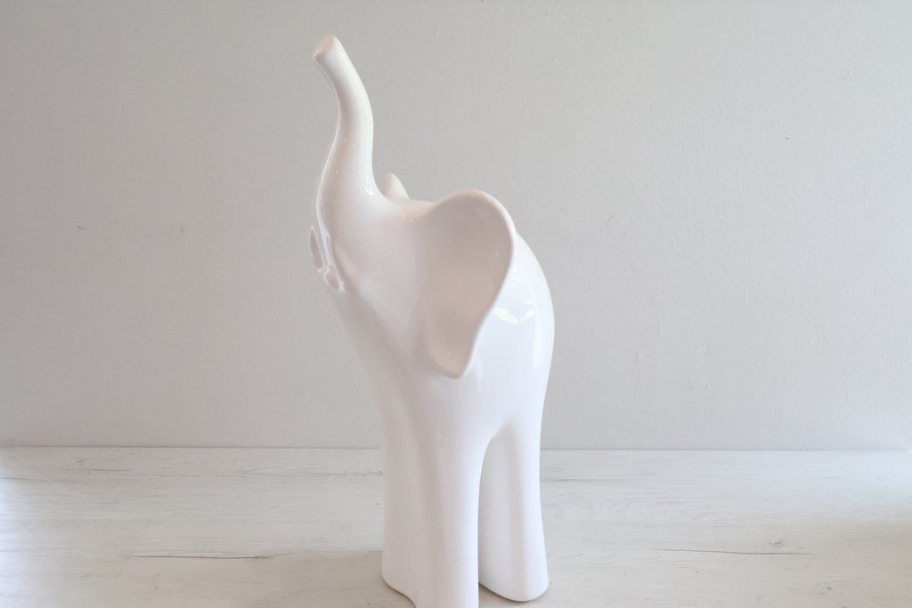 Elefante Decorativo Minimalista Branco