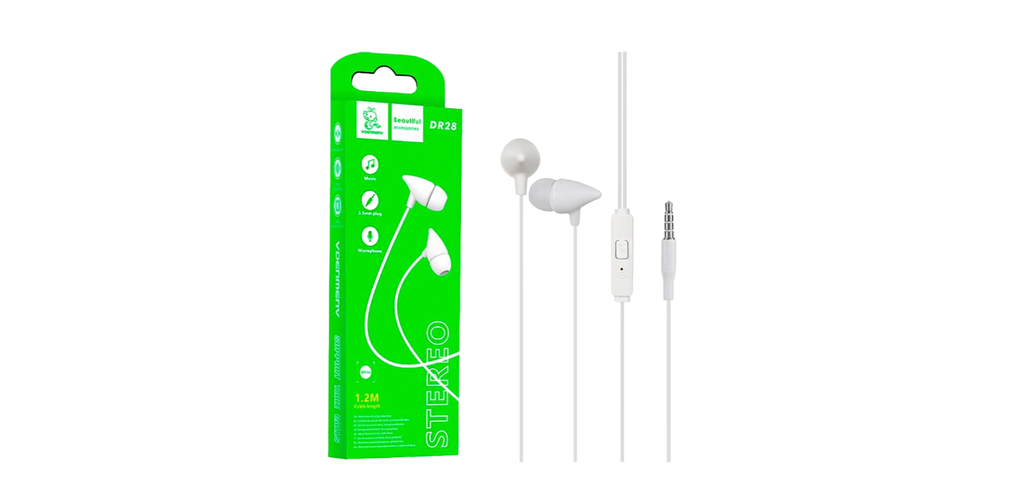 Auscultadores Denmen DR28 com Microfone 3.5mm 1,2m Branco