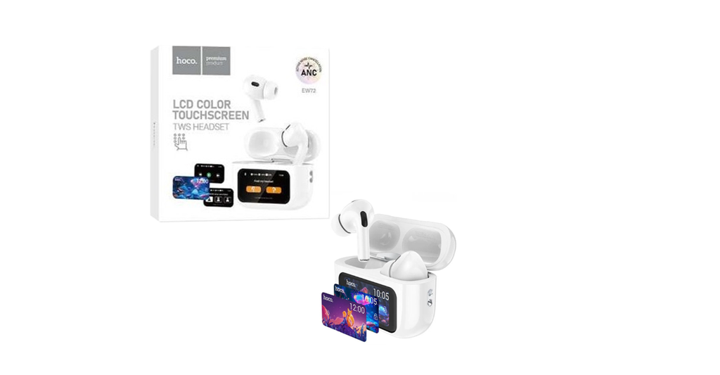 Fones de ouvido Hoco True Wireless com tela sensível ao toque EW72 Soar Bluetooth V5.4 Branco
