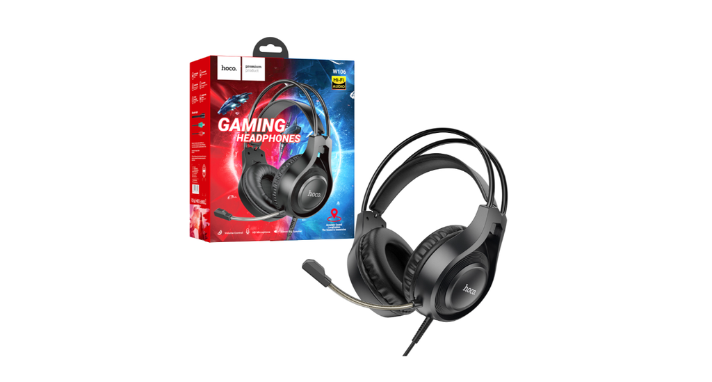 Auscultador Hoco W106 Tiger Gaming Com Fio 1,8m Preto