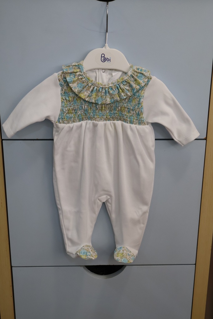 Babygrow em Algodão com Gola de Folho – Floral Azul