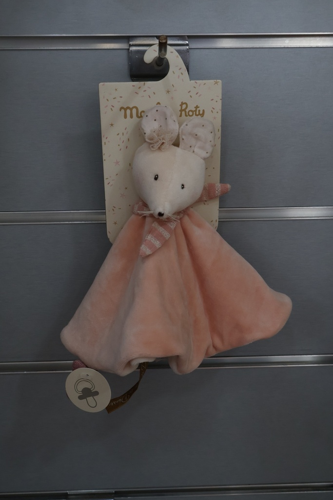 Doudou com Prende-Chupetas – Ratinha Bailarina Moulin Roty
