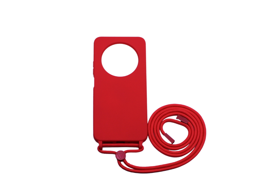 Capa de Silicone com Cordão para Xiaomi Redmi 14C Vermelho