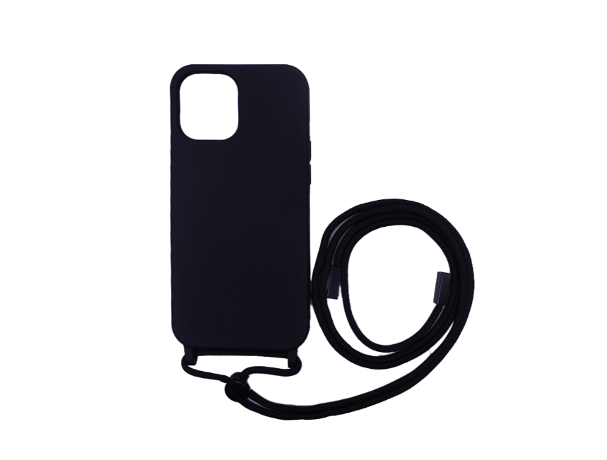 Capa de Silicone com Cordão para Apple iPhone 15 Plus Preto