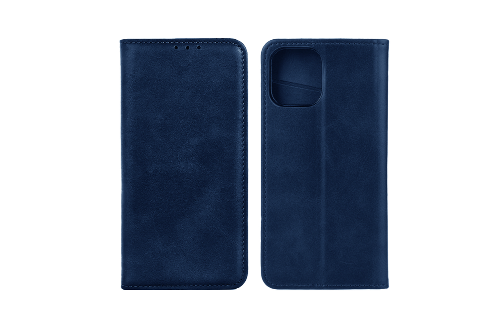 Capa Flip de Couro com Bolso Interno para Apple iPhone 14 Plus Azul