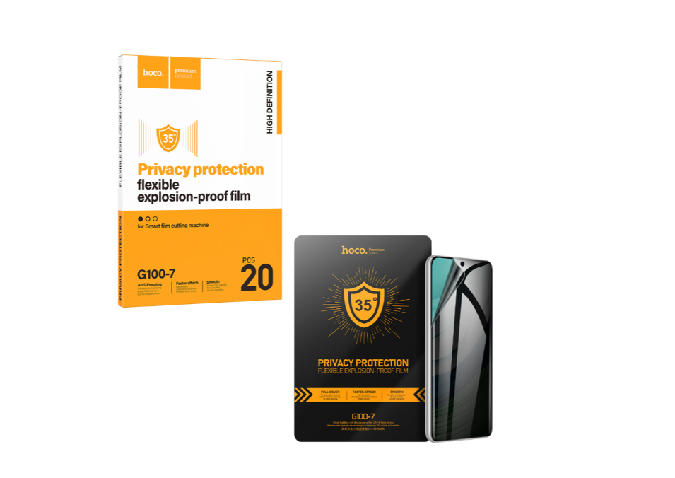 Protetor de Tela de Privacidade Hoco G100-7 com Alinhamento Manual para todos os Smartphones Pacote com 20 Unidades Transparente