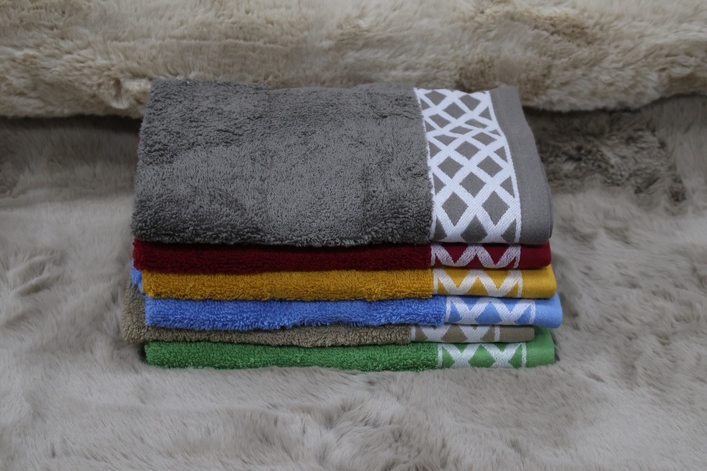 Conjunto de 6 Panos de Cozinha – Cores Vibrantes com Barra Geométrica em Losangos