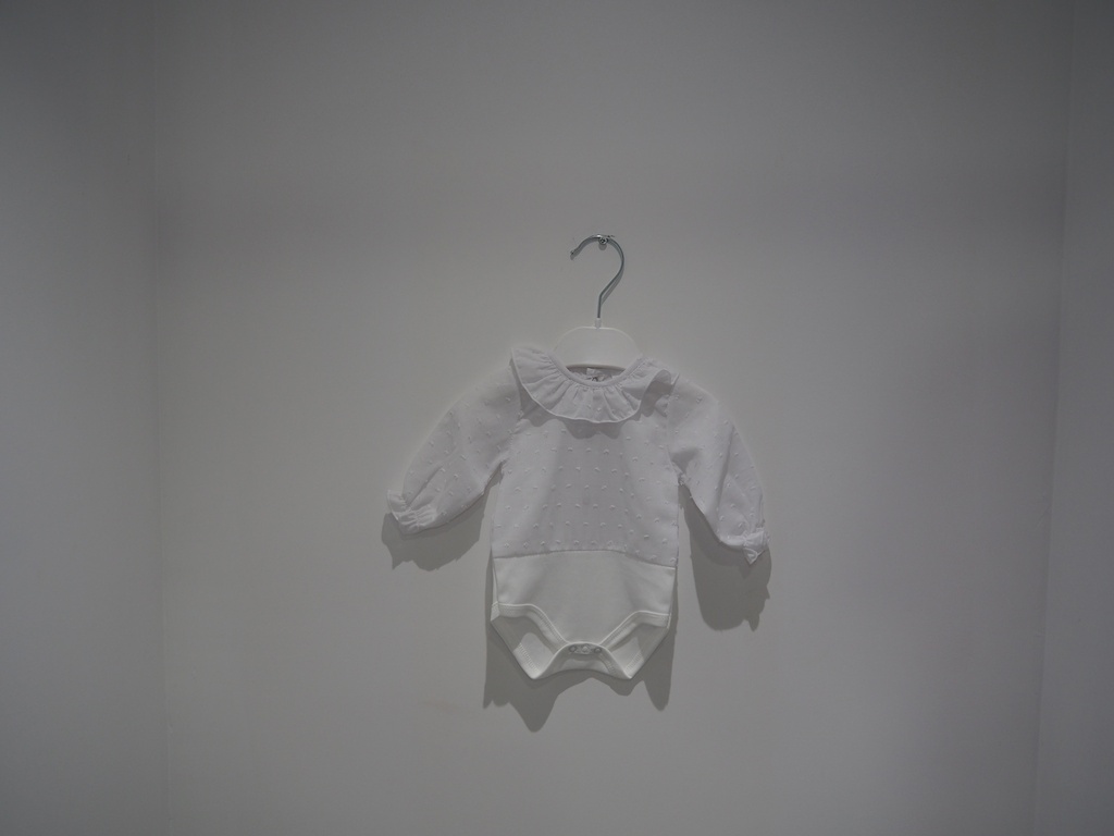 Body Camisa de Bebé Branco com Gola de Folho