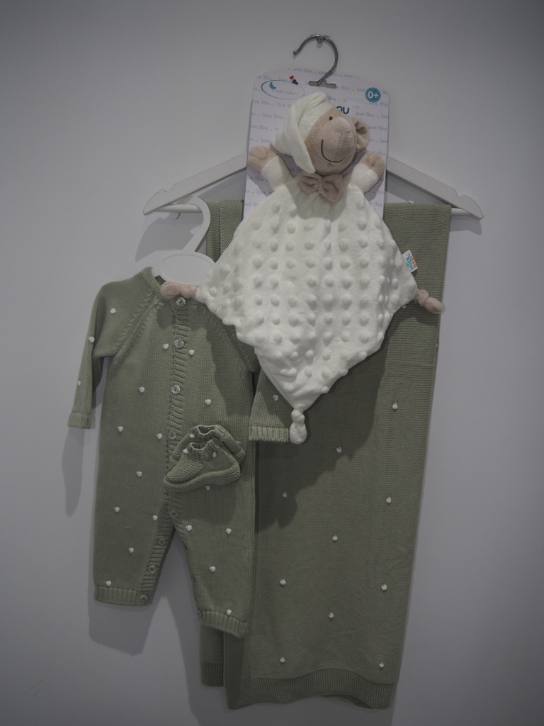 Conjunto de Saída de Maternidade em Malha Verde-Sálvia