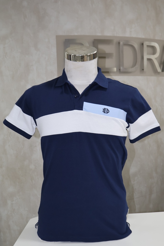 Polo Dynamic Navy: Color-Block & Detalhe Sky Blue