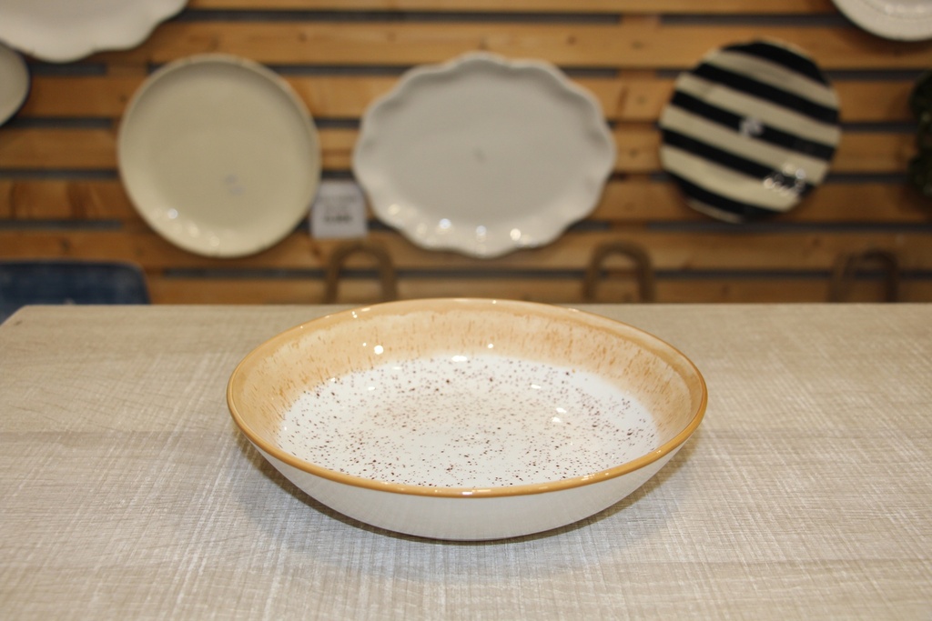 Prato de Sopa "Salpicado" com Borda Bege