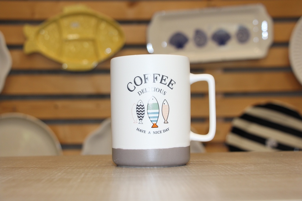 Caneca de Porcelana - "Coffee delicious - Have a nice day"