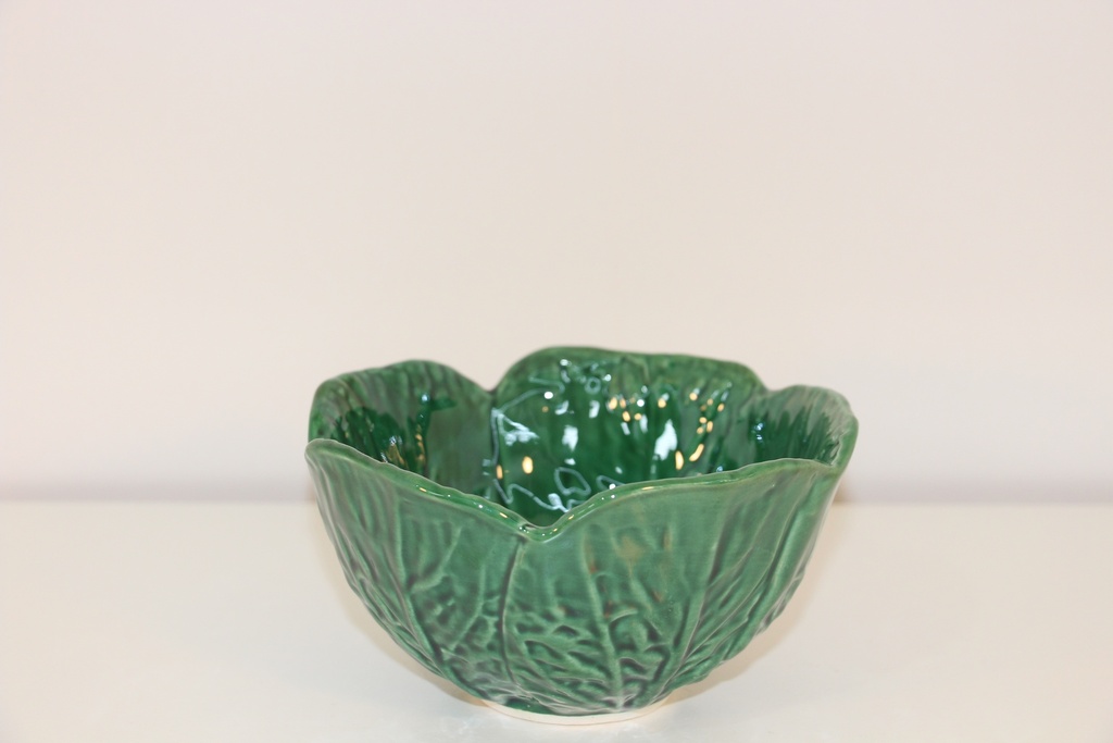 Taça de cerâmica verde esmeralda com design de folha