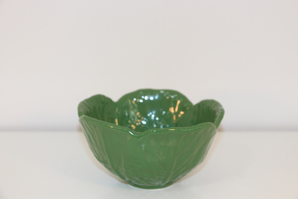 Taça de cerâmica verde floresta com design de folha