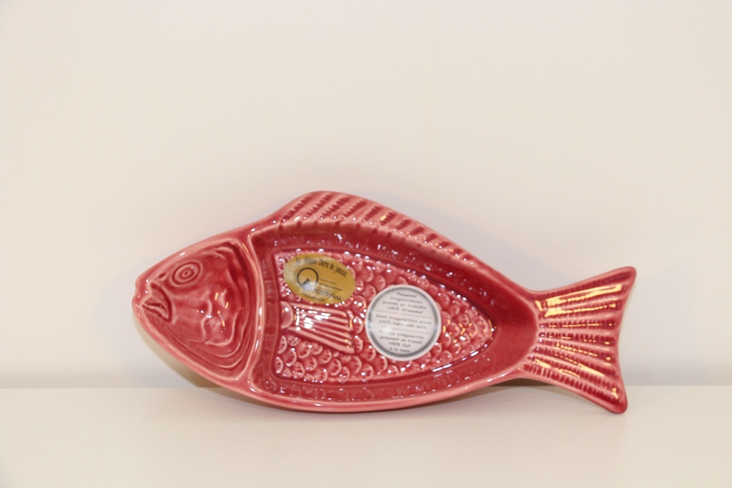 Petisqueira em cerâmica cor-de-rosa velho em formato de peixe