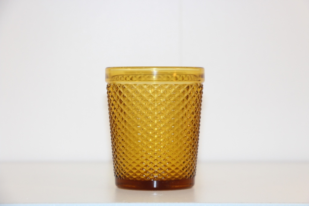 Copo Baixo de Vidro Âmbar Dourado