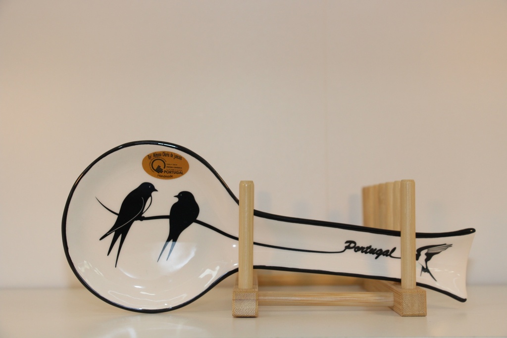 Descanso de Colher em Cerâmica com Andorinhas