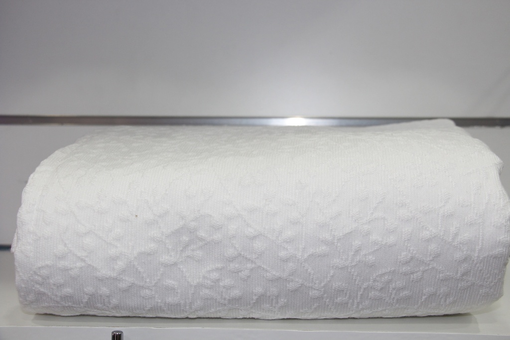 Edredão Jacquard com Padrão Floral Branco