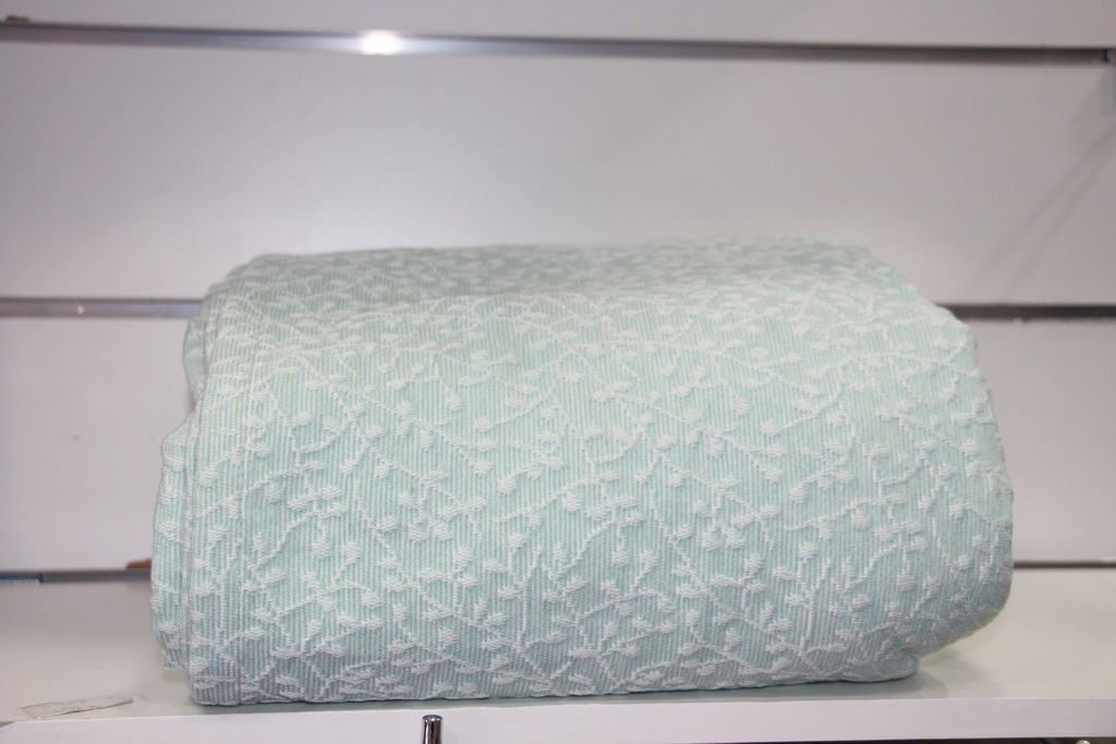 Edredão Jacquard com Padrão Floral Azul