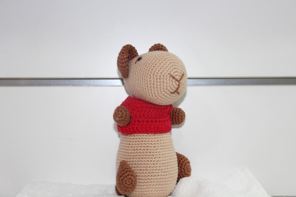 Capivara Amigurumi de Crochê com Camisola Vermelha