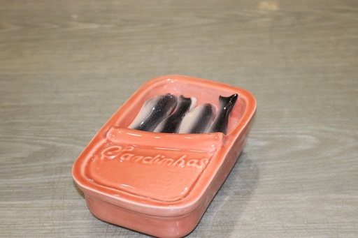 Lata de sardinhas em cerâmica -"Tradição Portuguesa" Rosa Coral