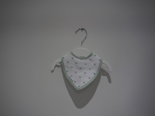 Babete Bandana de Bebé Branco com Pintas Verdes