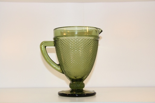 Jarro de Vidro Verde com Padrão Diamante