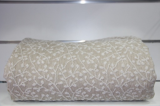 Edredão Jacquard com Padrão Floral Bege
